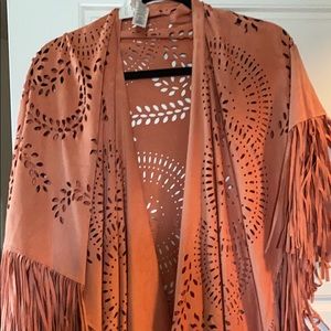 Salmon Suede Poncho